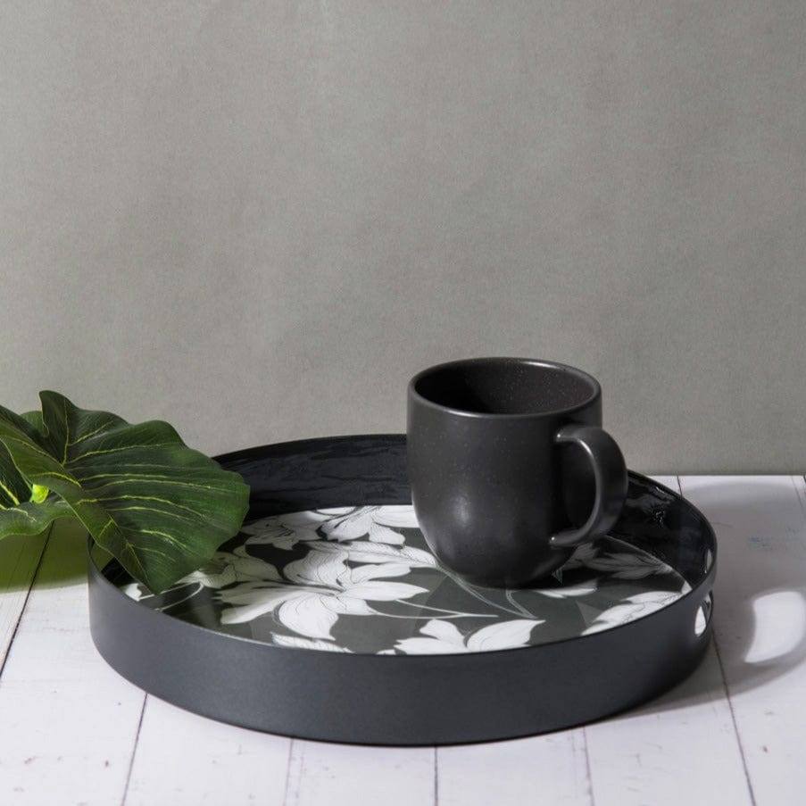 ESQ Living Gunmetal Serving Tray Medium - Lilies