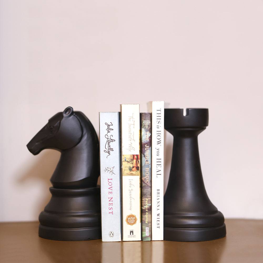 ESQ Living Knight and Rook Bookends - Black