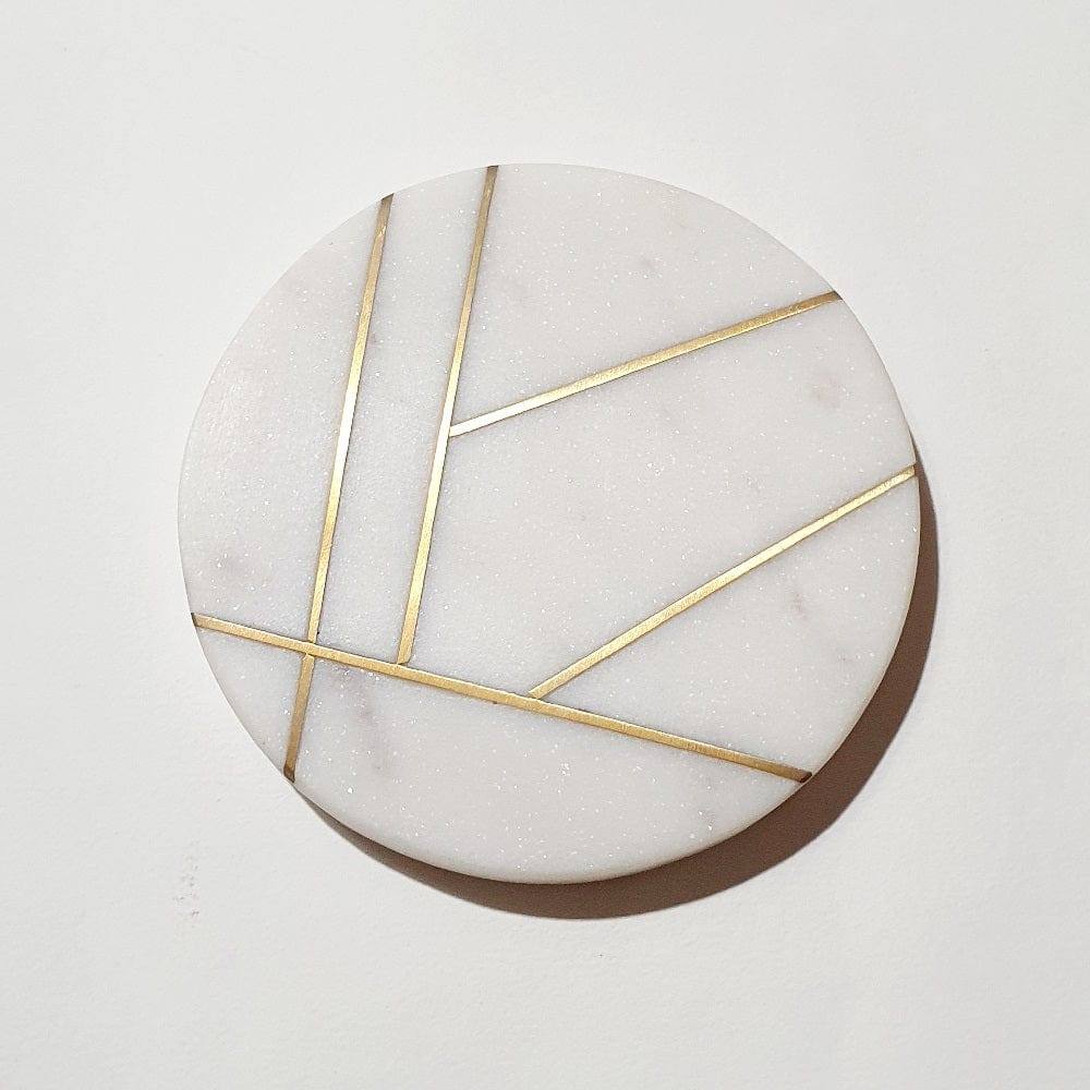 ESQ Living Marble Coasters, Set of 4 - Gold Lines