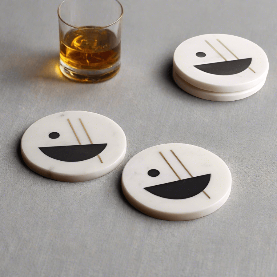 ESQ Living Marble Coasters, Set of 4 - Midnight Moon