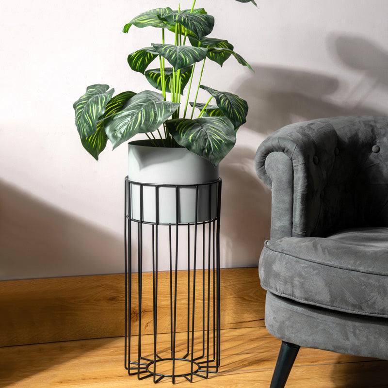 ESQ Living Merlin Indoor Metal Planter with Stand - Matte Grey