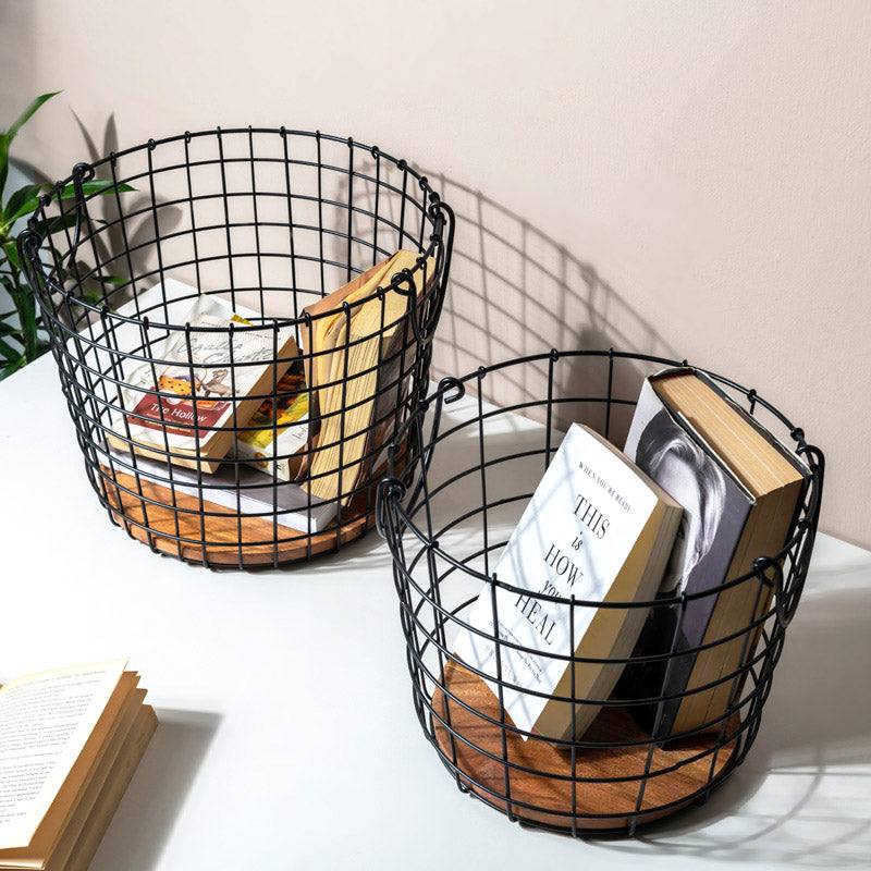 ESQ Living Metal Storage Baskets, Set of 2 - Black