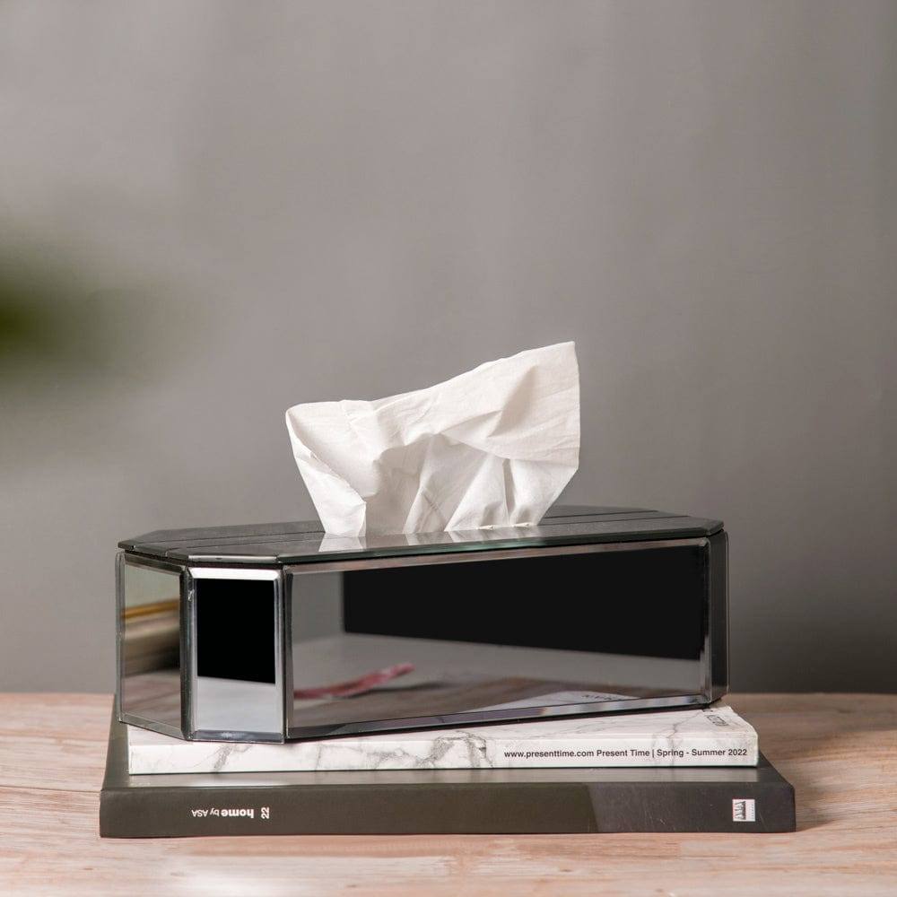 ESQ Living Mirror Tissue Box Holder - Metal Grey