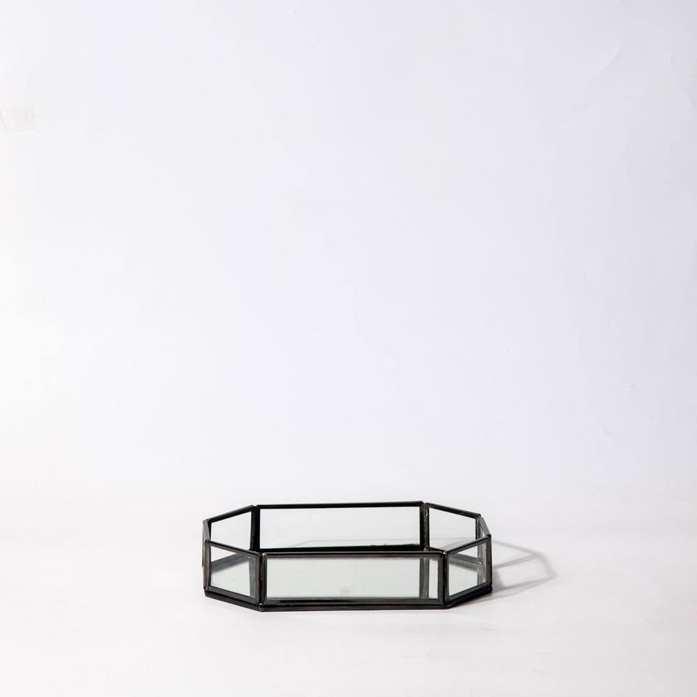 ESQ Living Octagon Glass Tray Small - Gunmetal