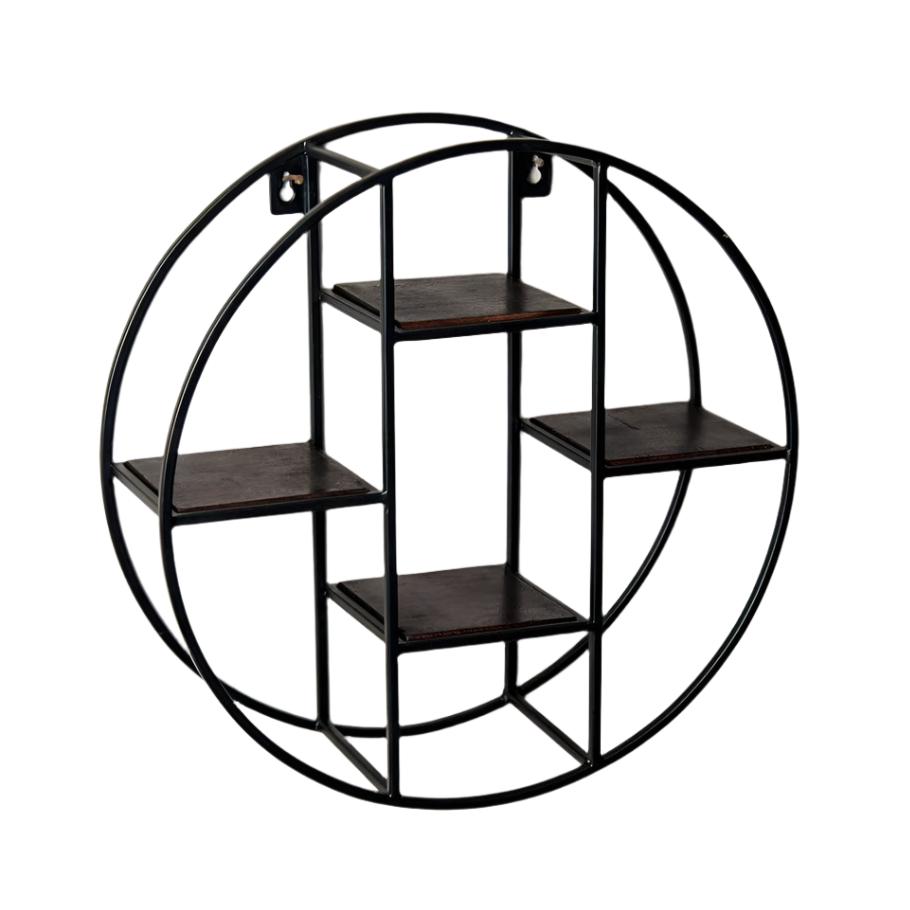 ESQ Living Orbit Wall Shelf - Black & Wood