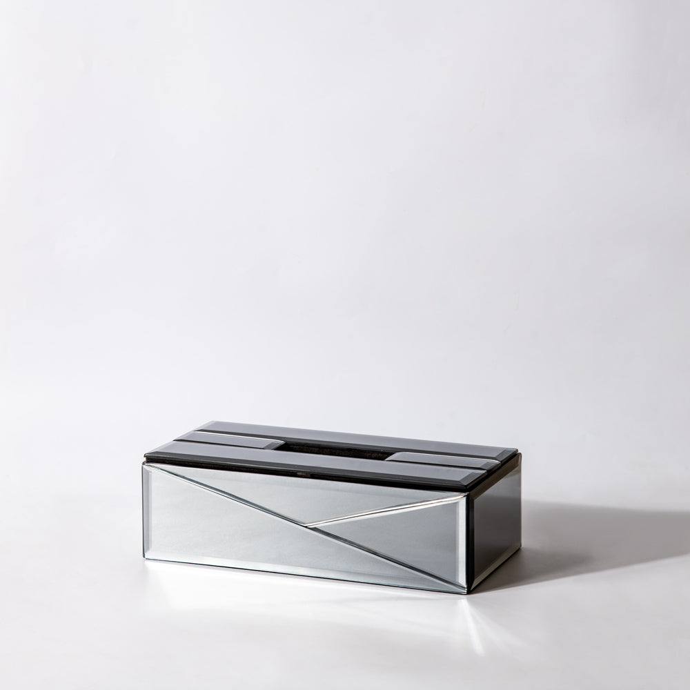 ESQ Living Rectangular Mirror Tissue Box Holder - Metal Grey