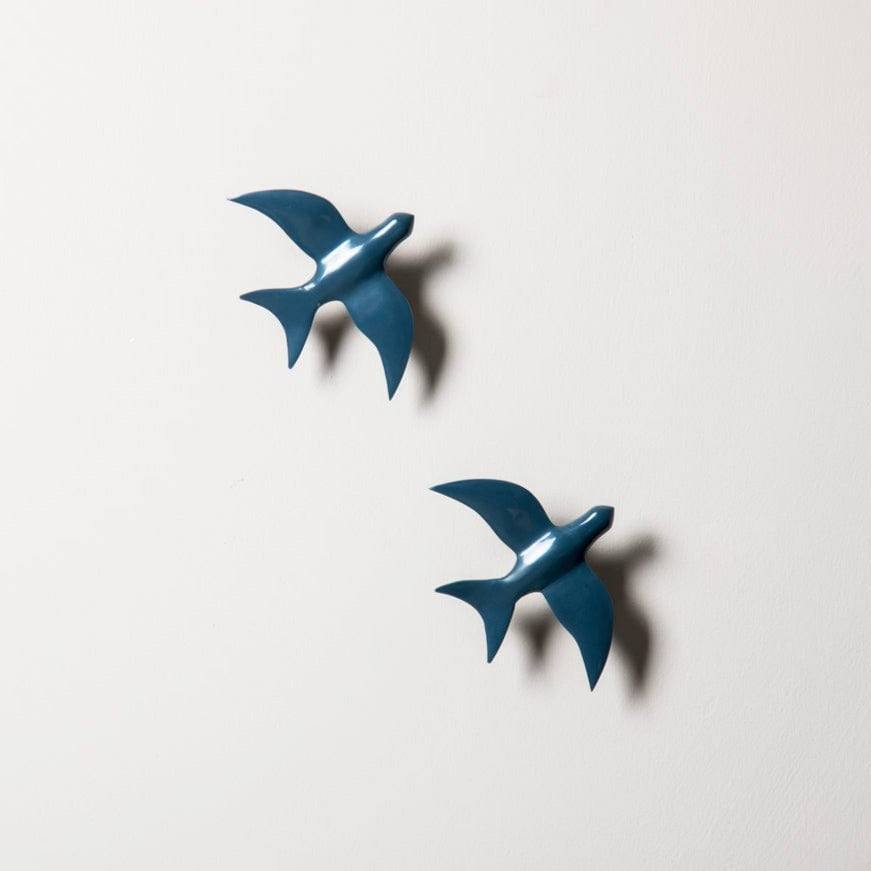 ESQ Living Resin Bird Wall Sculptures, Set of 2 - Ink Blue