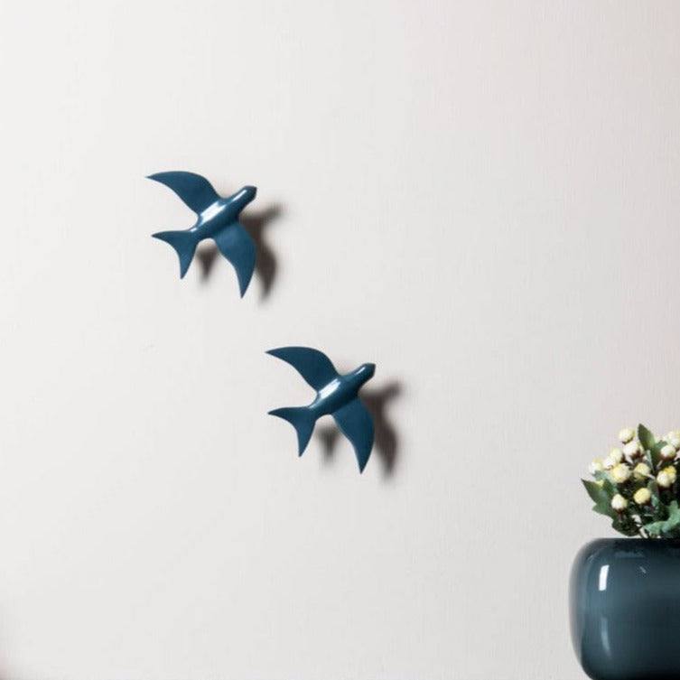 ESQ Living Resin Bird Wall Sculptures, Set of 2 - Ink Blue