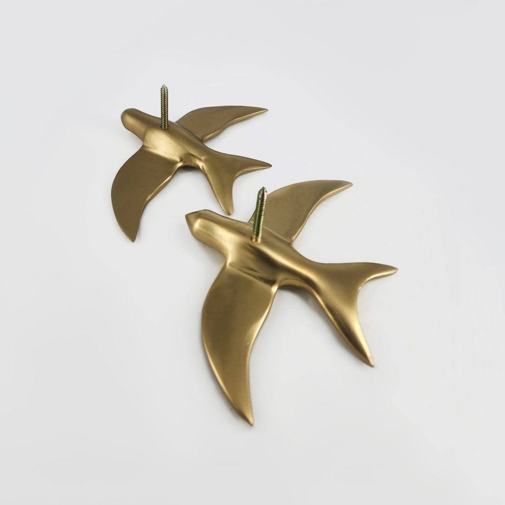 ESQ Living Resin Bird Wall Sculptures, Set of 2 - Matt Gold