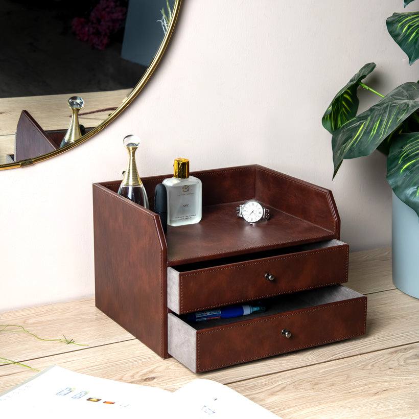 ESQ Living Savoy Organiser with Drawers - Brown