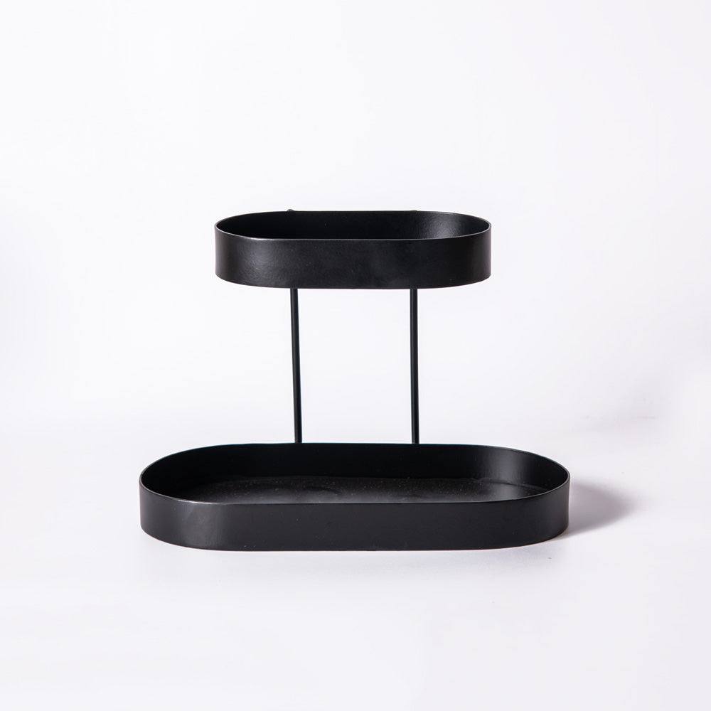 ESQ Living Twin 2-Tier Oval Stand - Black