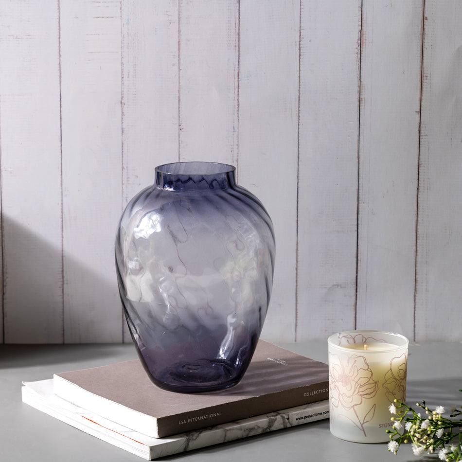 ESQ Living Twirl Glass Vase Medium - Dark Grey