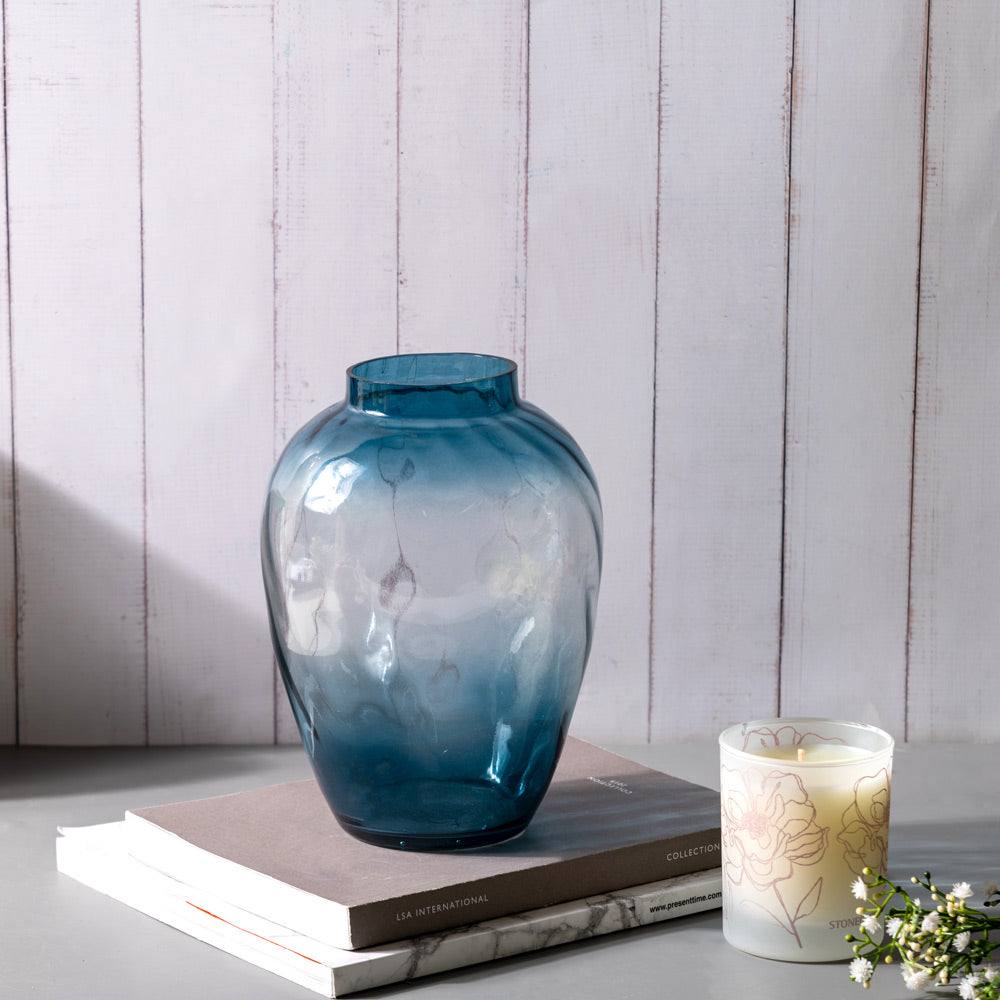 ESQ Living Twirl Glass Vase Medium - Indigo