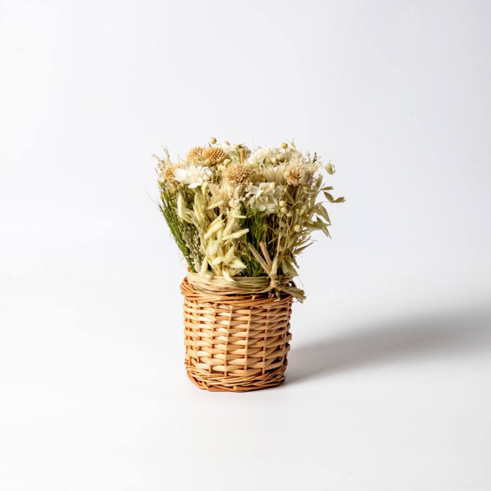 ESQ Living Willow Decorative Dried Floral Basket - White Beige