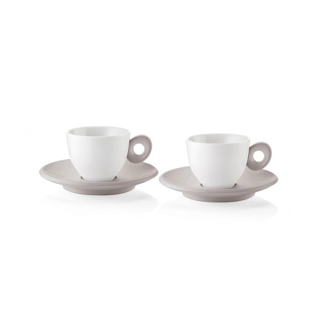 Guzzini Italy Everyday Espresso Cups with Saucer, Set of 2 - Sky Grey