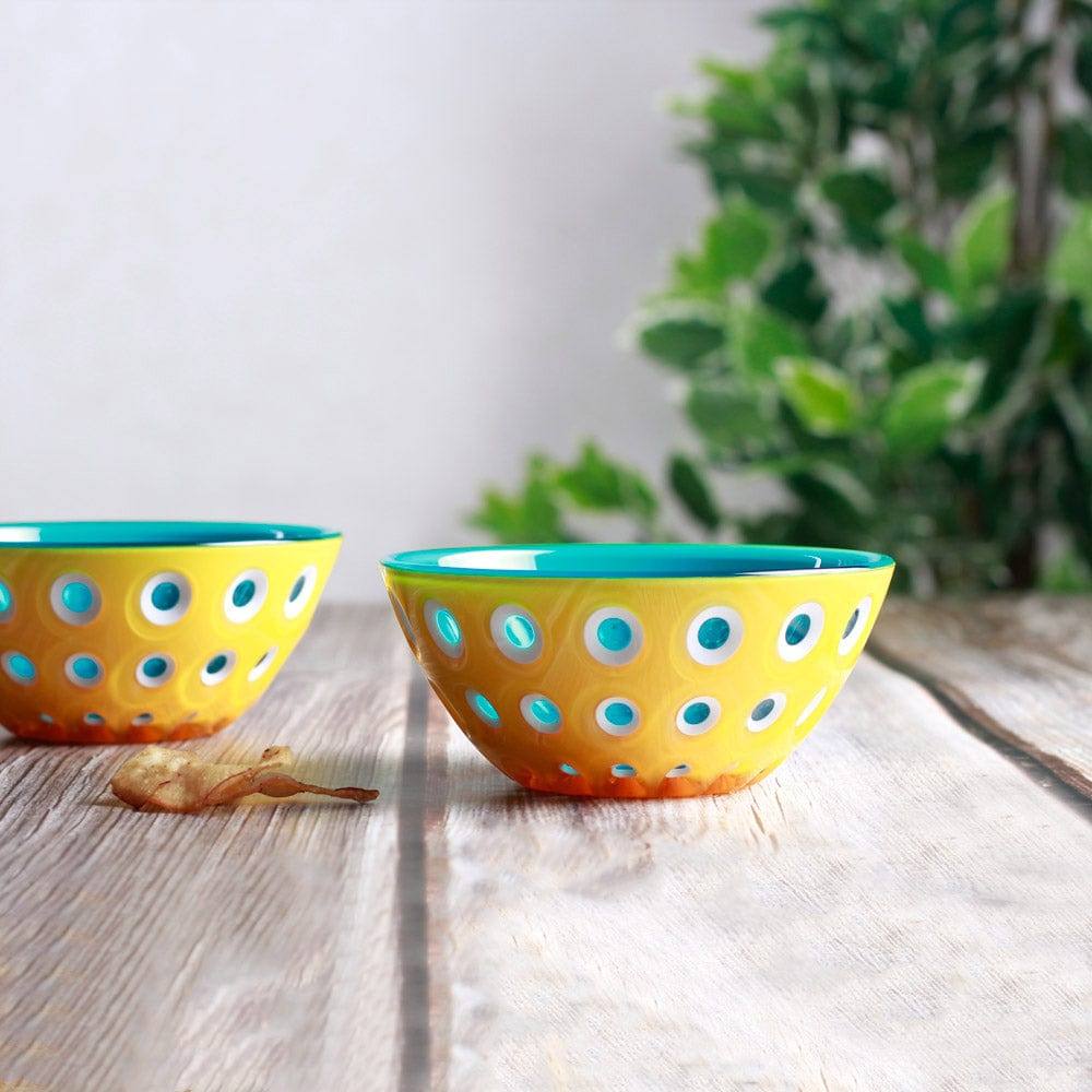 Guzzini Italy Le Murrine Bowls Medium, Set of 2 - Aqua Yellow