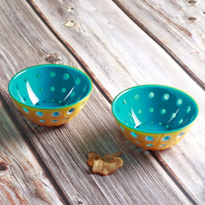 Guzzini Italy Le Murrine Bowls Medium, Set of 2 - Aqua Yellow