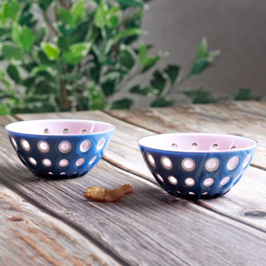 Guzzini Italy Le Murrine Bowls Medium, Set of 2 - Pink Blue