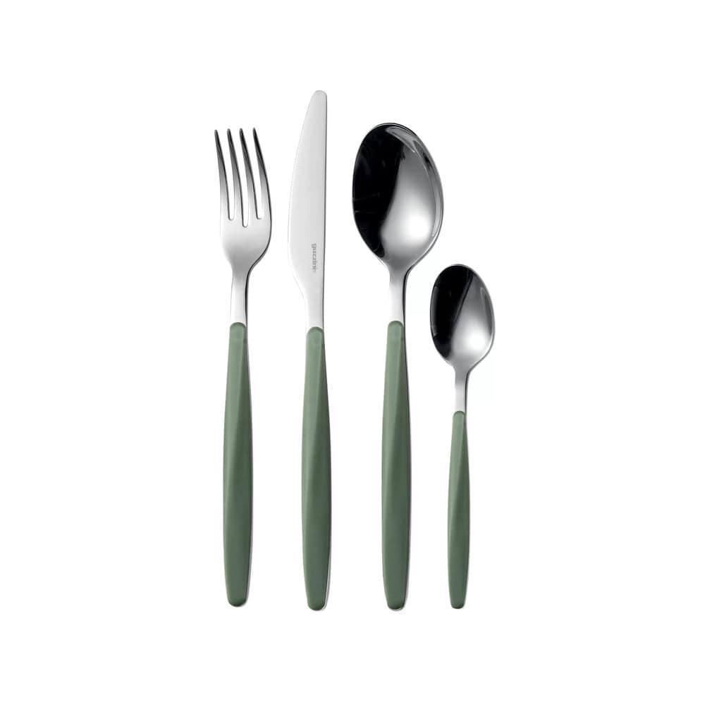 Guzzini Italy My Fusion 24-Piece Cutlery Set - Olive Green