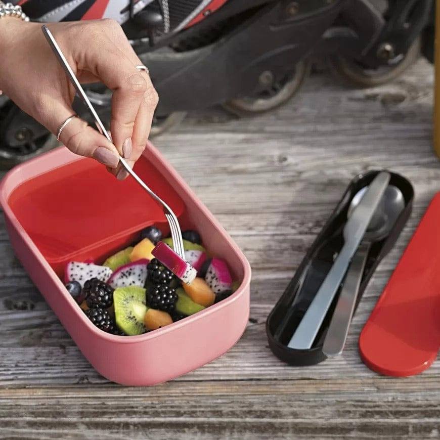 Guzzini Italy On the Go Lunch Box with Cutlery Set - Red Black