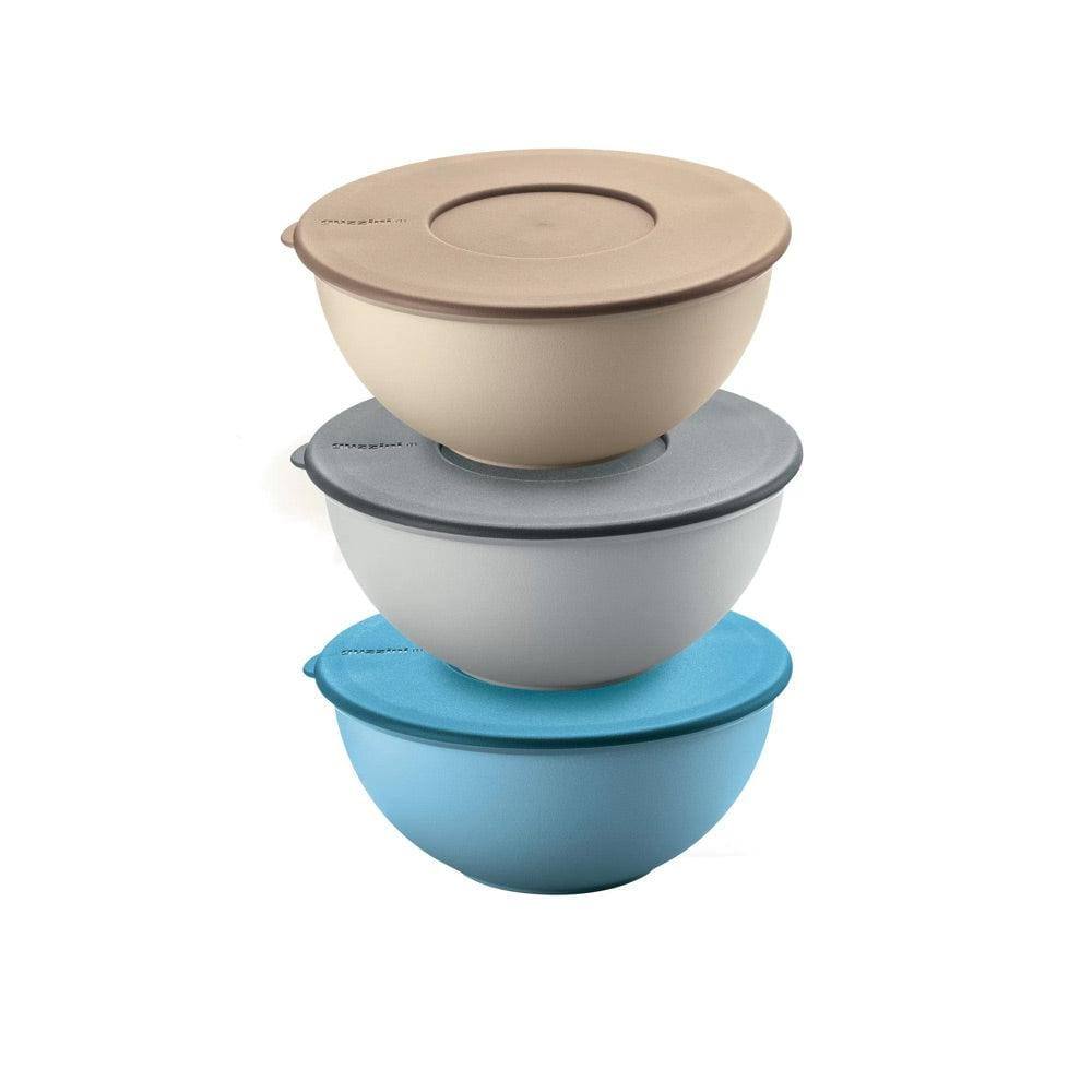 Guzzini Italy Set of 3 Containers with Lids - Grey Taupe Blue
