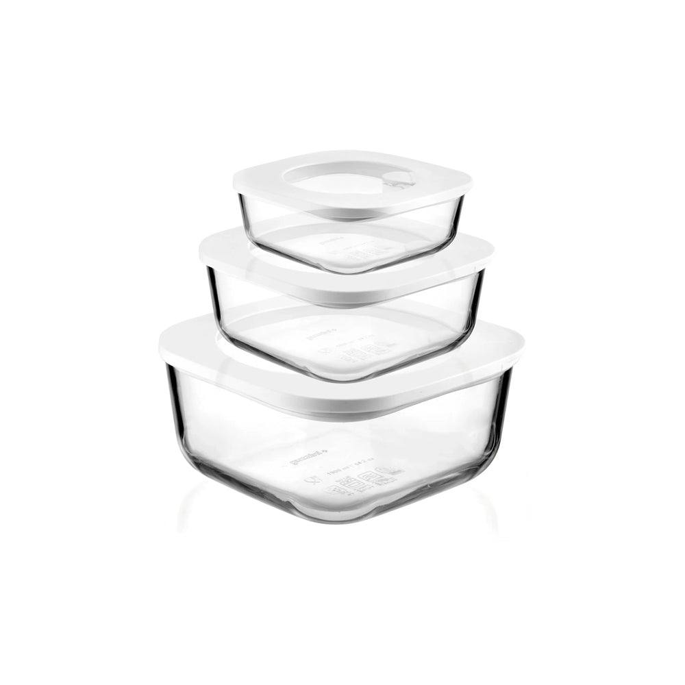 Guzzini Italy Store & More Glass Storage Boxes, Set of 3 - White