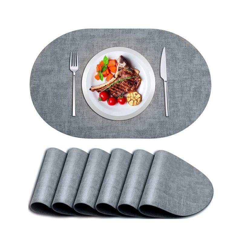 Guzzini Italy Tiffany Oval Reversible Mats, Set of 6 - Dark Grey