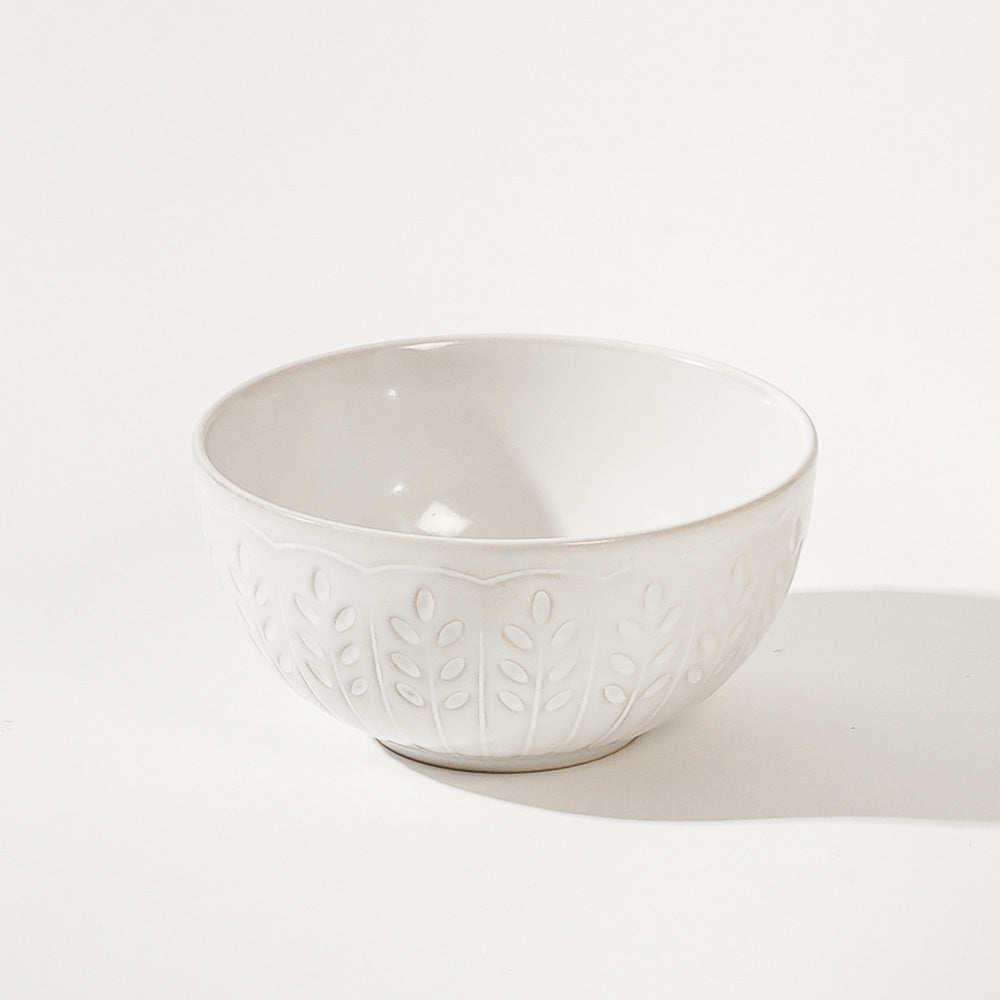 Leaves Ceramic Serving Bowl - White