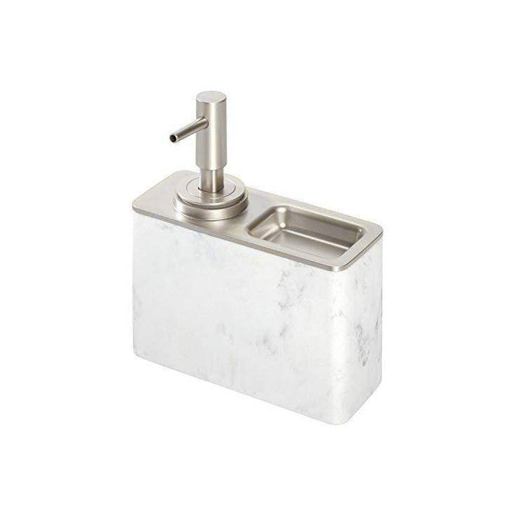iDesign Dakota Soap Pump with Ring Tray - White Marble