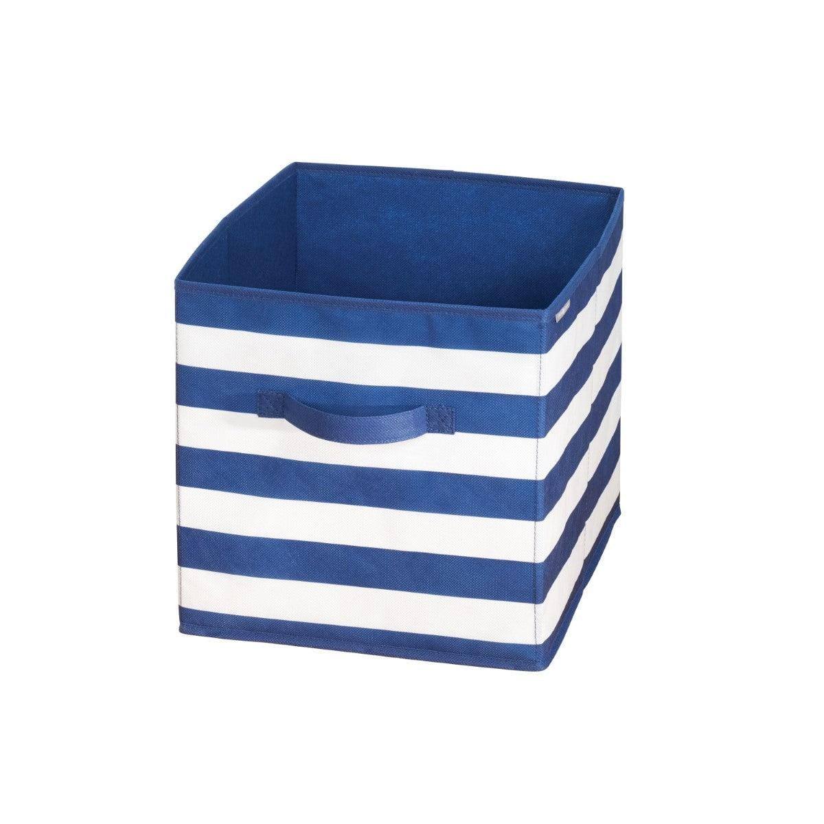 iDesign Rugby Storage Cube Medium - Navy & White Stripes