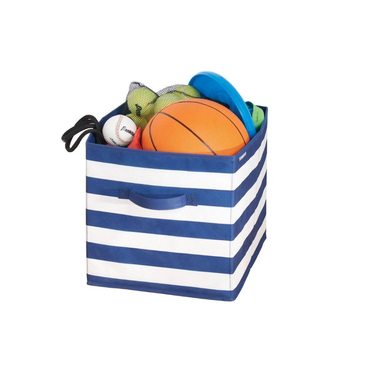 iDesign Rugby Storage Cube Medium - Navy & White Stripes