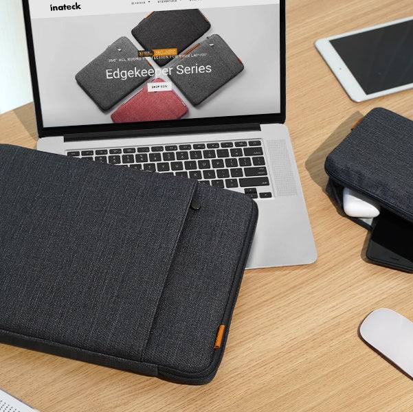 Inateck EdgeKeeper Laptop Sleeve and Pouch - Black Grey 15.6 Inches