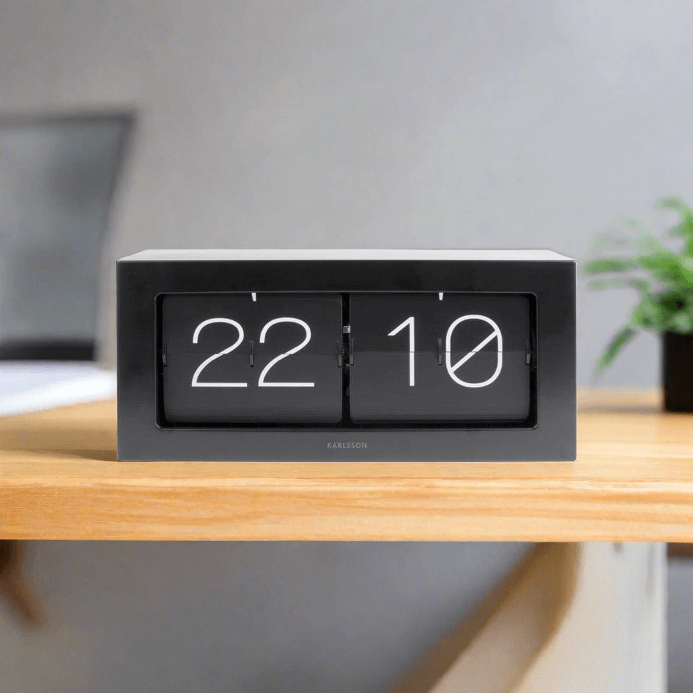 Karlsson Netherlands Boxed Flip Table Clock XL - Matt Black