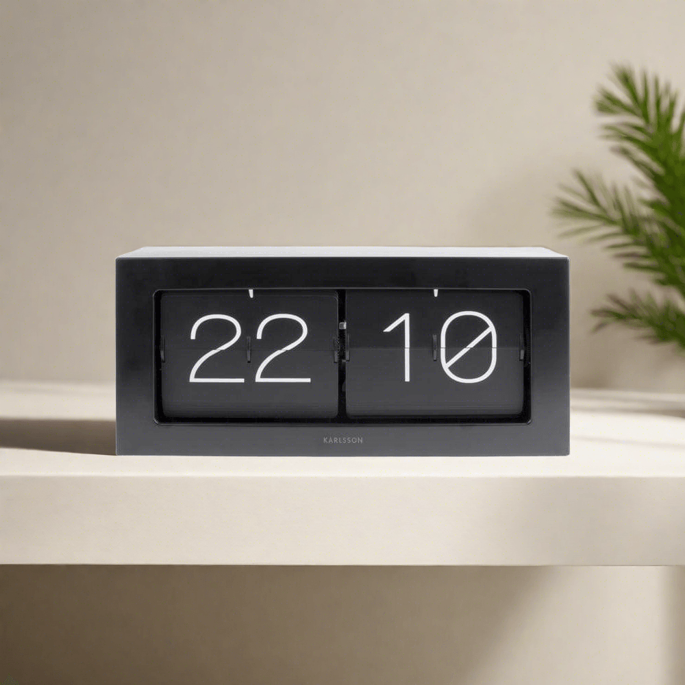 Karlsson Netherlands Boxed Flip Table Clock XL - Matt Black