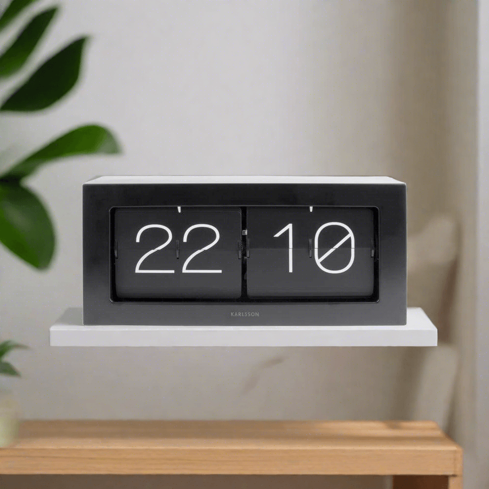 Karlsson Netherlands Boxed Flip Table Clock XL - Matt Black