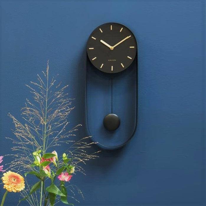 Karlsson Netherlands Charm Pendulum Wall Clock Tall - Black