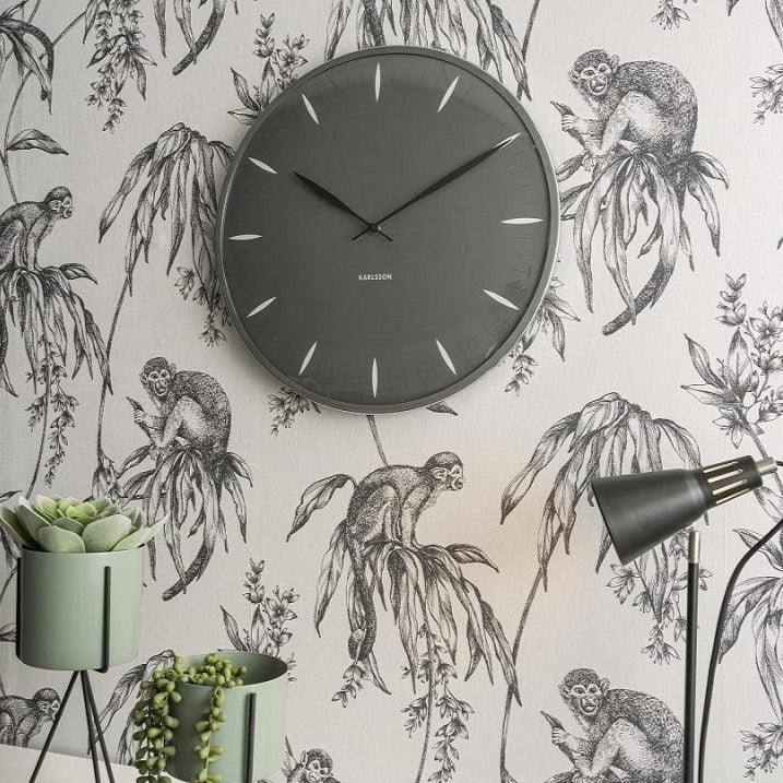 Karlsson Netherlands Dome Leaf Wall Clock 40cm - Dark Grey