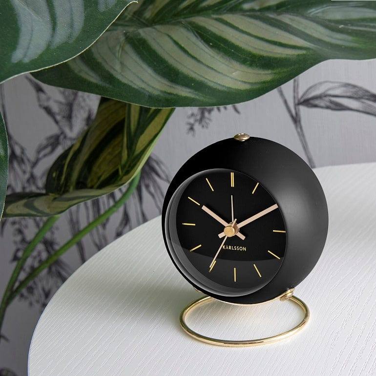 Karlsson Netherlands Globe Alarm Clock - Black Gold