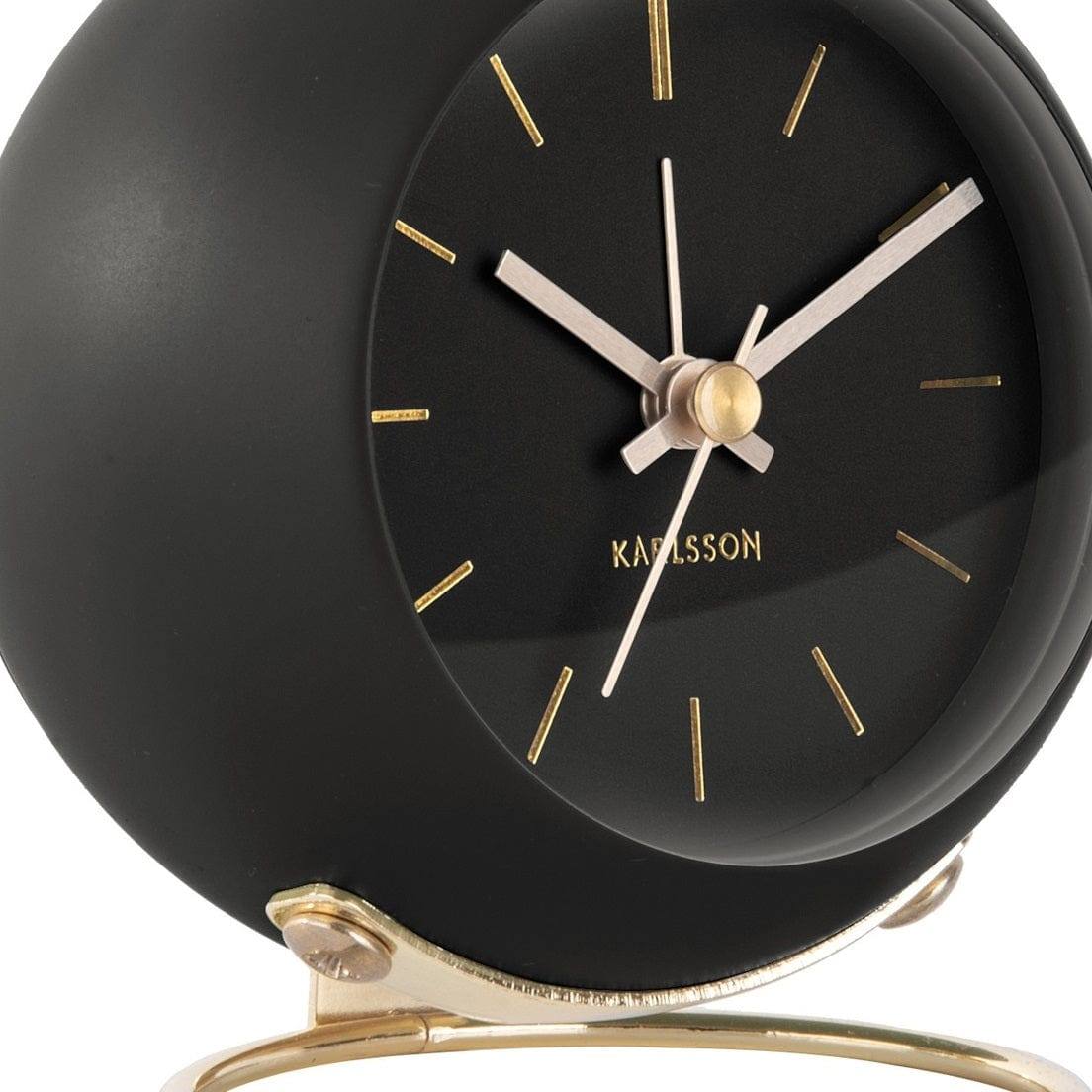 Karlsson Netherlands Globe Alarm Clock - Black Gold