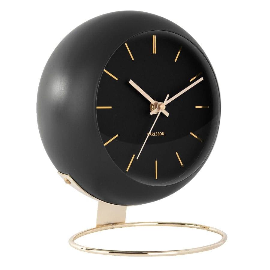 Karlsson Netherlands Globe Table Clock 21cm - Black Gold