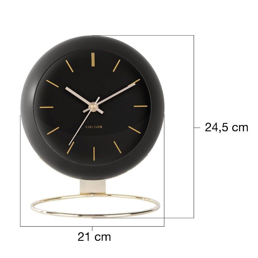 Karlsson Netherlands Globe Table Clock 21cm - Black Gold