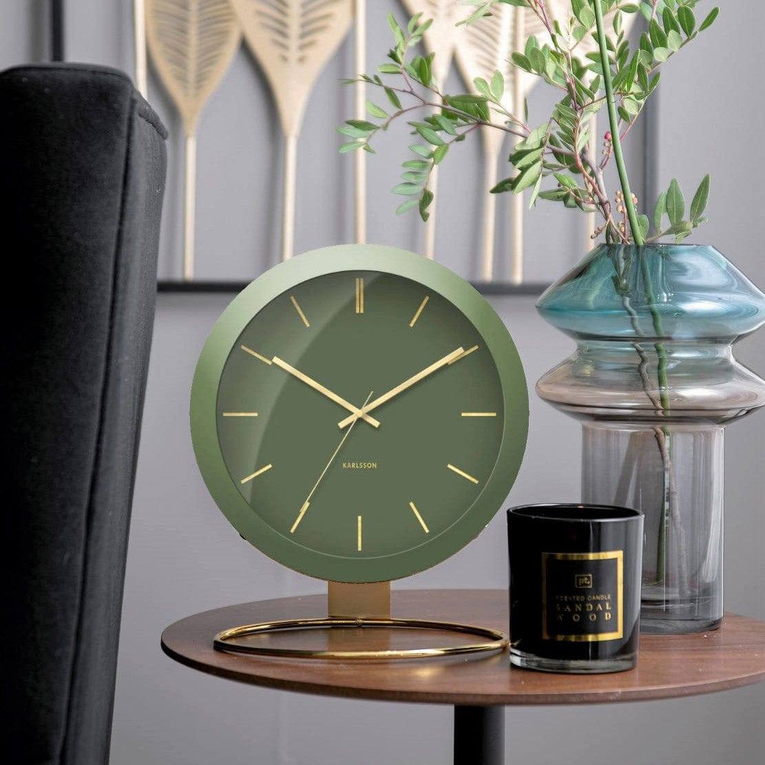 Karlsson Netherlands Globe Table Clock 21cm - Green Gold