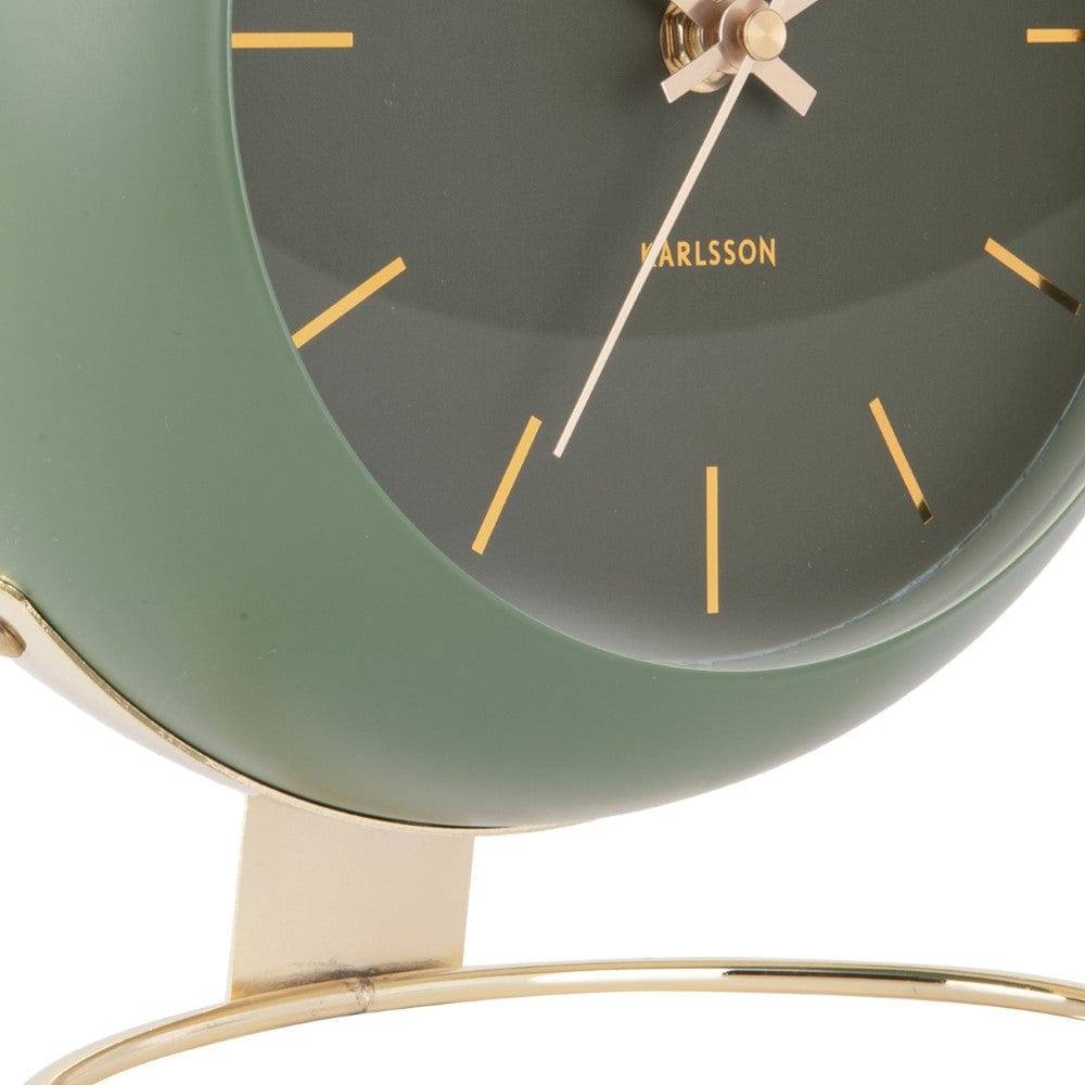 Karlsson Netherlands Globe Table Clock 21cm - Green Gold