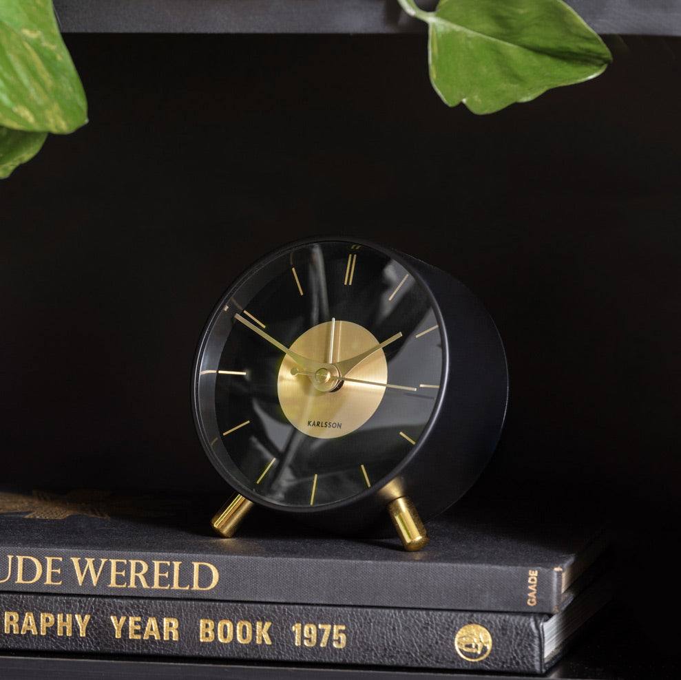 Karlsson Netherlands Gold Disc Alarm Clock - Black