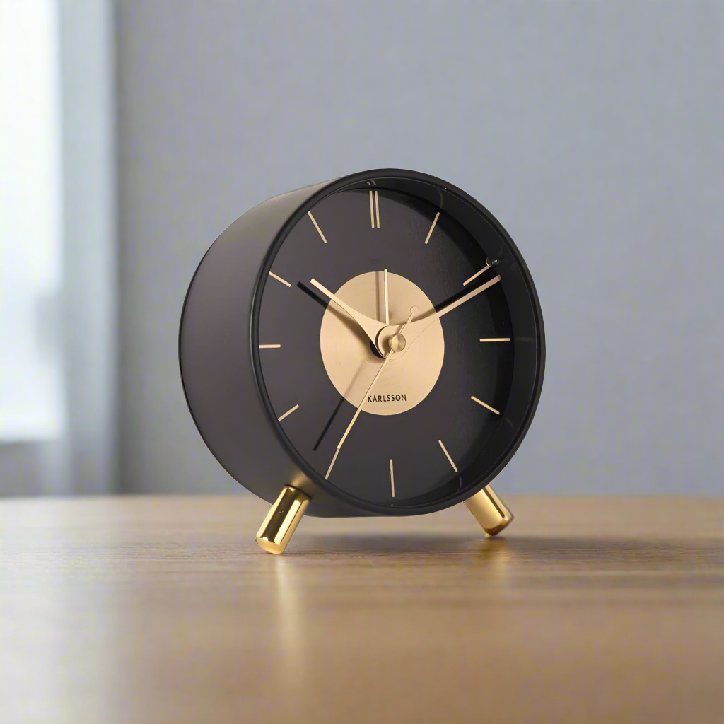 Gold Disc Alarm Clock - Black