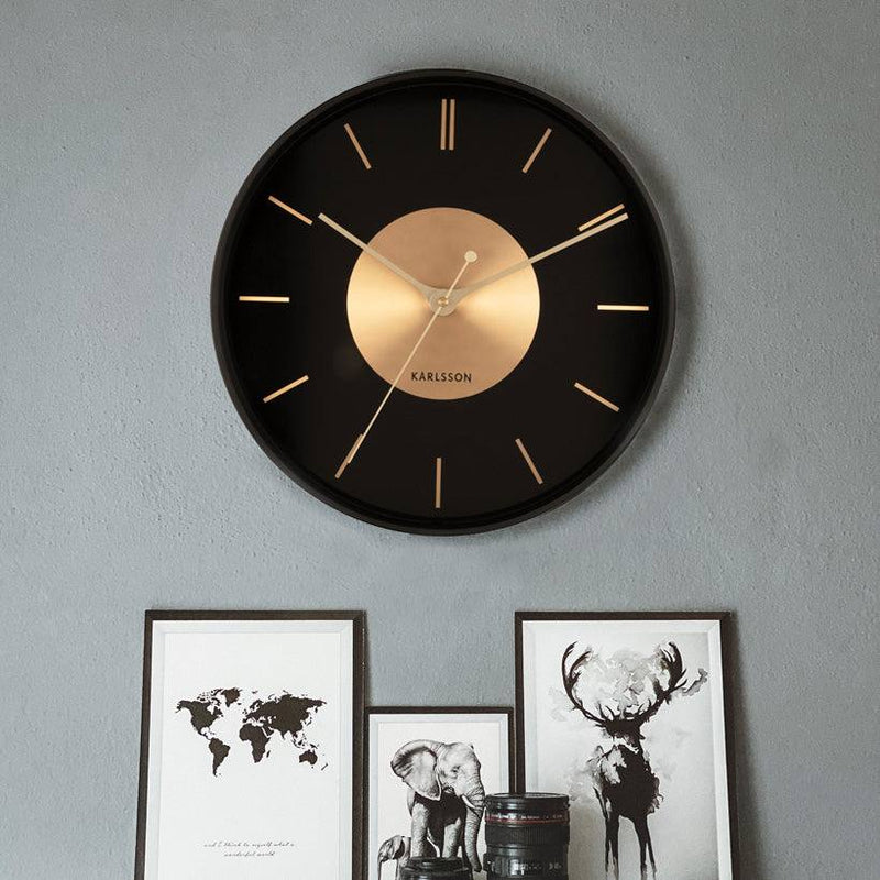 Karlsson Netherlands Gold Disc Wall Clock 35cm - Black Gold