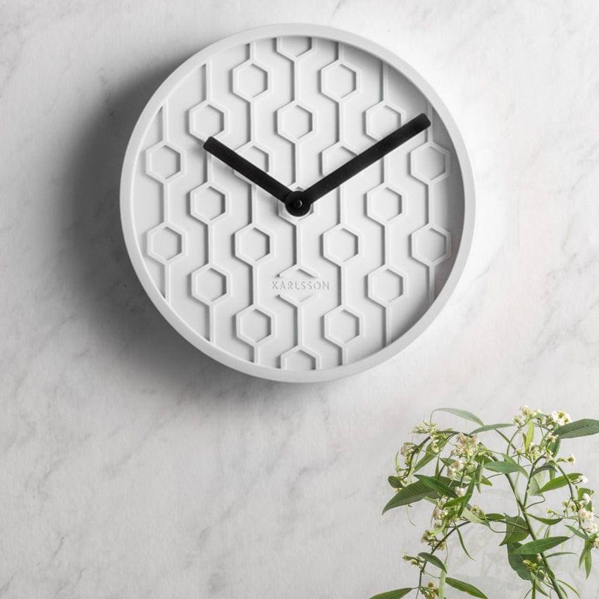 Karlsson Netherlands Honeycomb Concrete Wall Clock 31cm - White