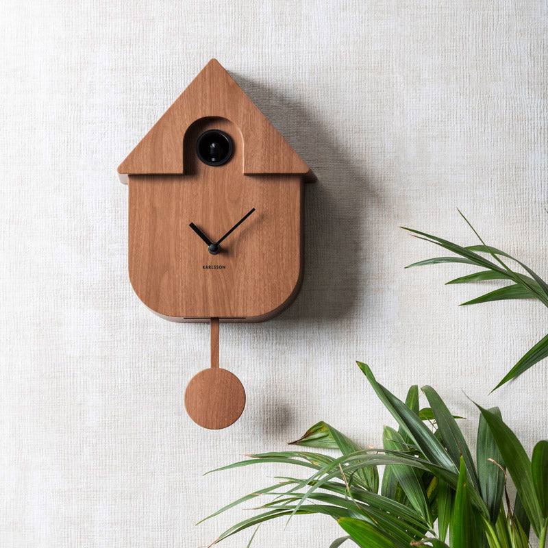 Karlsson Netherlands Modern Cuckoo Pendulum Wall Clock - Dark Wood