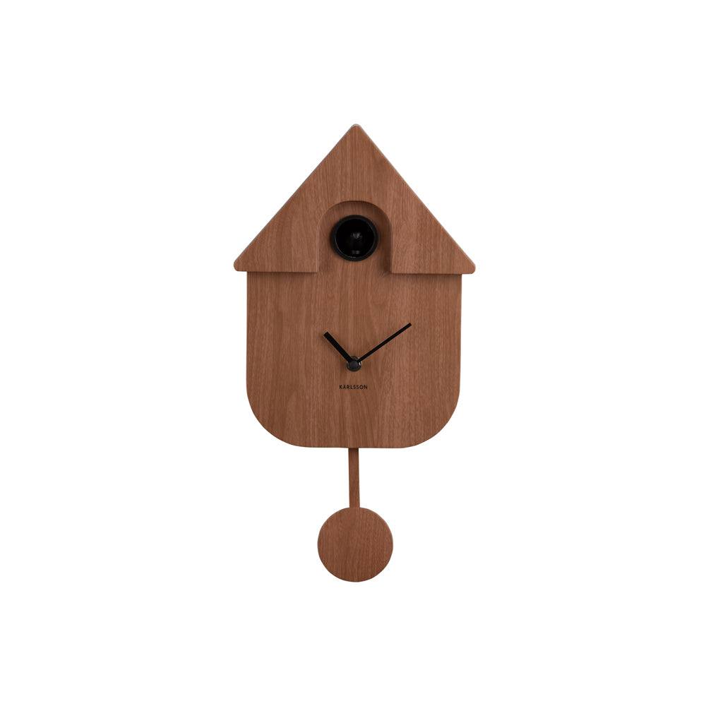 Karlsson Netherlands Modern Cuckoo Pendulum Wall Clock - Dark Wood