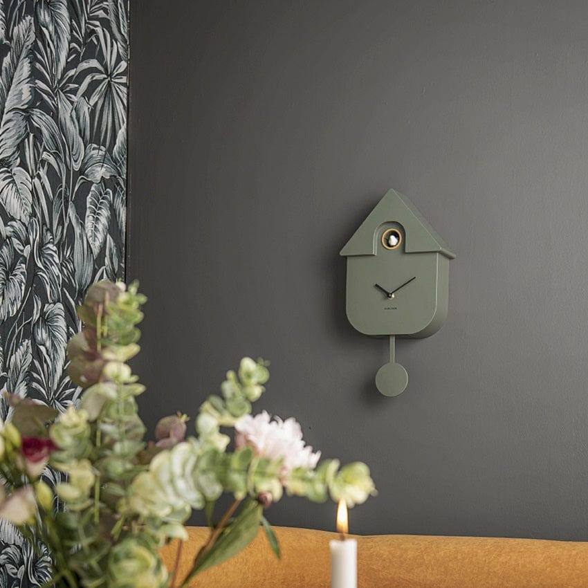 Karlsson Netherlands Modern Cuckoo Pendulum Wall Clock - Jungle Green